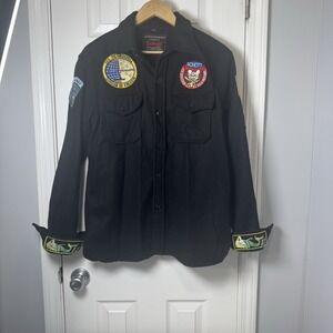 Vintage SCHOTT Wool Patch Button Jacket Intermediate USAF CPO USS Midway Medium